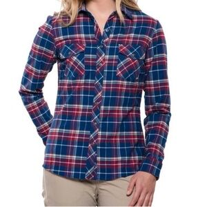 Kuhl Alina plaid flannel button down long sleeve shirt size medium